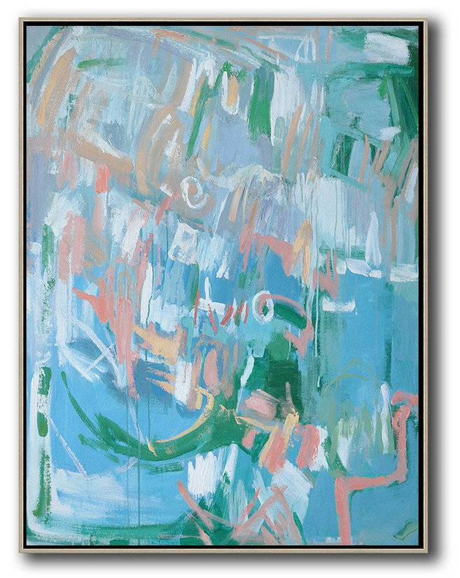 Hand Painted Extra Large Abstract Painting,Oversized Abstract Landscape Painting,Acrylic Painting Wall Art,Blue,Pink,Green.etc